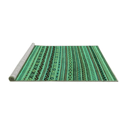 Sideview of Machine Washable Abstract Turquoise Modern Area Rugs, wshabs2285turq