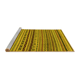 Sideview of Machine Washable Abstract Yellow Modern Rug, wshabs2285yw