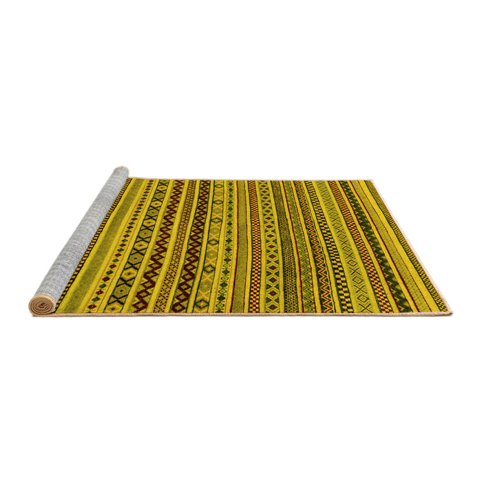 Sideview of Machine Washable Abstract Yellow Modern Rug, wshabs2285yw