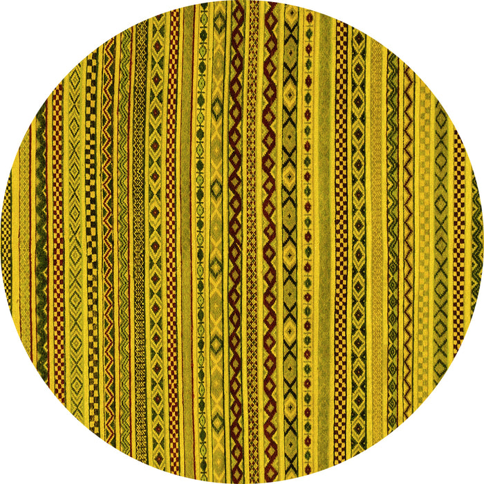 Round Abstract Yellow Modern Rug, abs2285yw