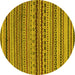 Round Abstract Yellow Modern Rug, abs2285yw