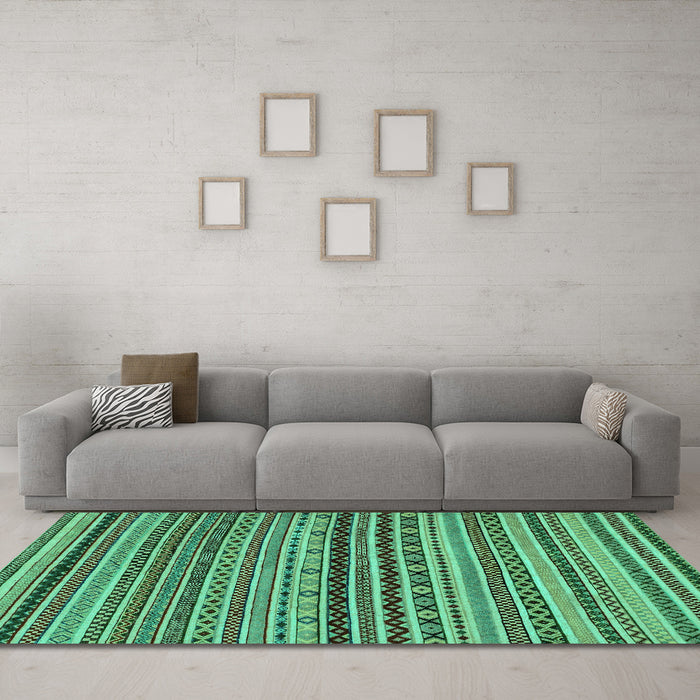 Machine Washable Abstract Turquoise Modern Area Rugs in a Living Room,, wshabs2285turq