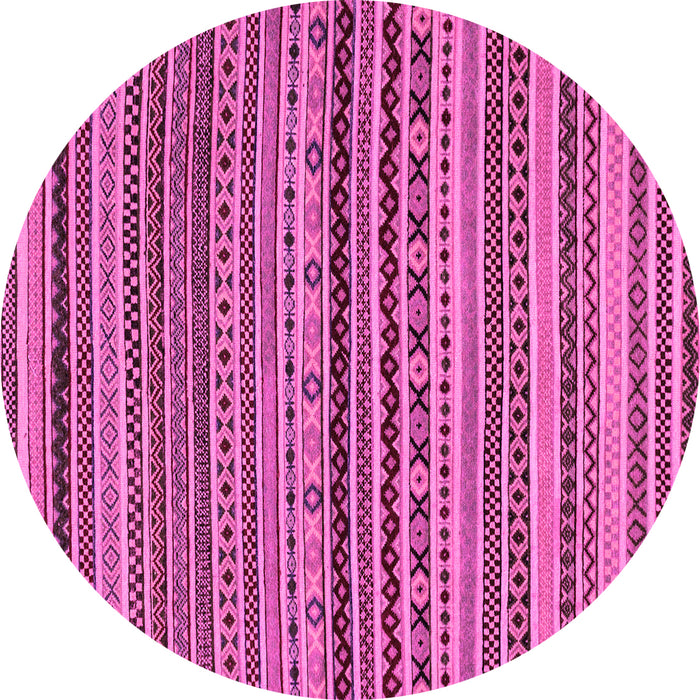 Round Machine Washable Abstract Pink Modern Rug, wshabs2285pnk