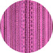 Round Machine Washable Abstract Pink Modern Rug, wshabs2285pnk