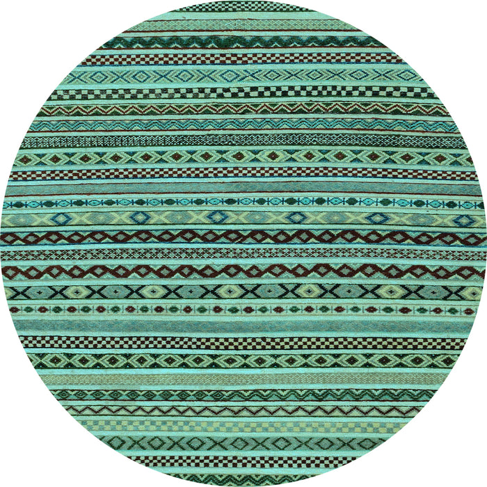 Round Abstract Light Blue Modern Rug, abs2285lblu