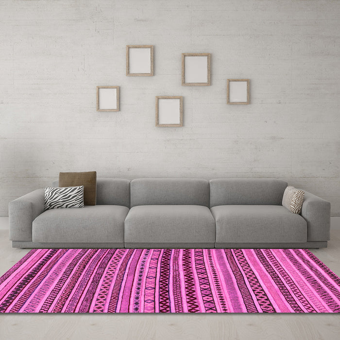 Machine Washable Abstract Pink Modern Rug in a Living Room, wshabs2285pnk