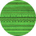 Round Machine Washable Abstract Green Modern Area Rugs, wshabs2285grn