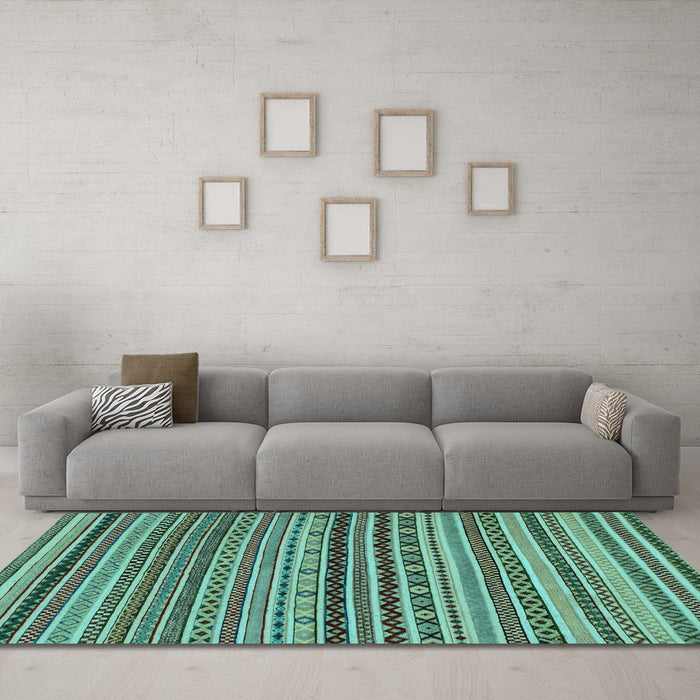Machine Washable Abstract Light Blue Modern Rug in a Living Room, wshabs2285lblu