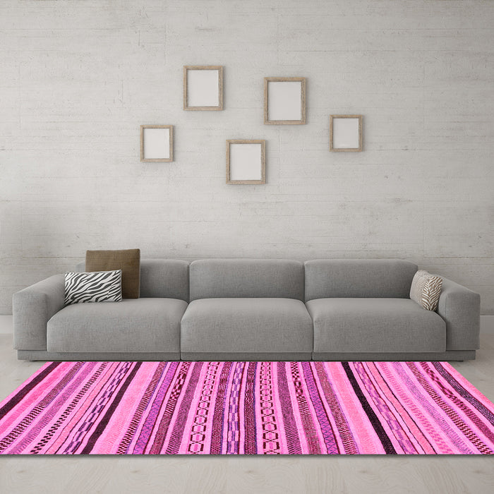Machine Washable Abstract Pink Modern Rug in a Living Room, wshabs2286pnk