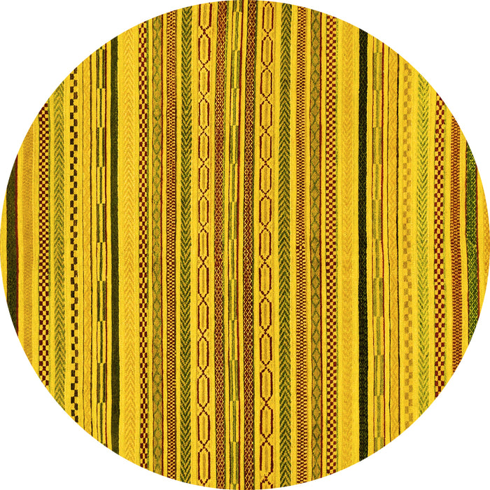 Round Machine Washable Abstract Yellow Modern Rug, wshabs2286yw
