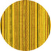 Round Machine Washable Abstract Yellow Modern Rug, wshabs2286yw