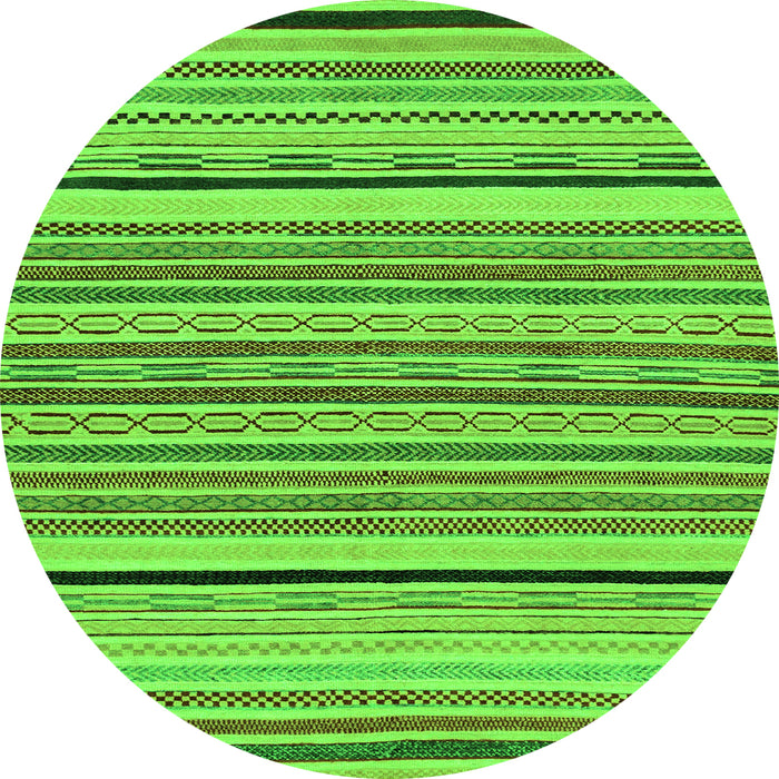 Round Machine Washable Abstract Green Modern Area Rugs, wshabs2286grn