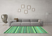 Machine Washable Abstract Turquoise Modern Area Rugs in a Living Room,, wshabs2286turq