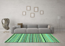 Machine Washable Abstract Turquoise Modern Area Rugs in a Living Room,, wshabs2286turq