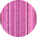 Round Machine Washable Abstract Pink Modern Rug, wshabs2286pnk