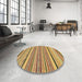 Round Abstract Light Brown Modern Rug in a Office, abs2286