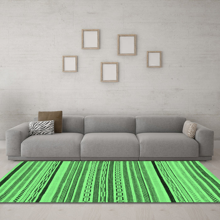 Machine Washable Abstract Emerald Green Modern Area Rugs in a Living Room,, wshabs2286emgrn