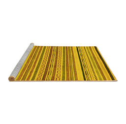 Sideview of Machine Washable Abstract Yellow Modern Rug, wshabs2286yw
