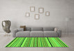 Machine Washable Abstract Green Modern Area Rugs in a Living Room,, wshabs2286grn