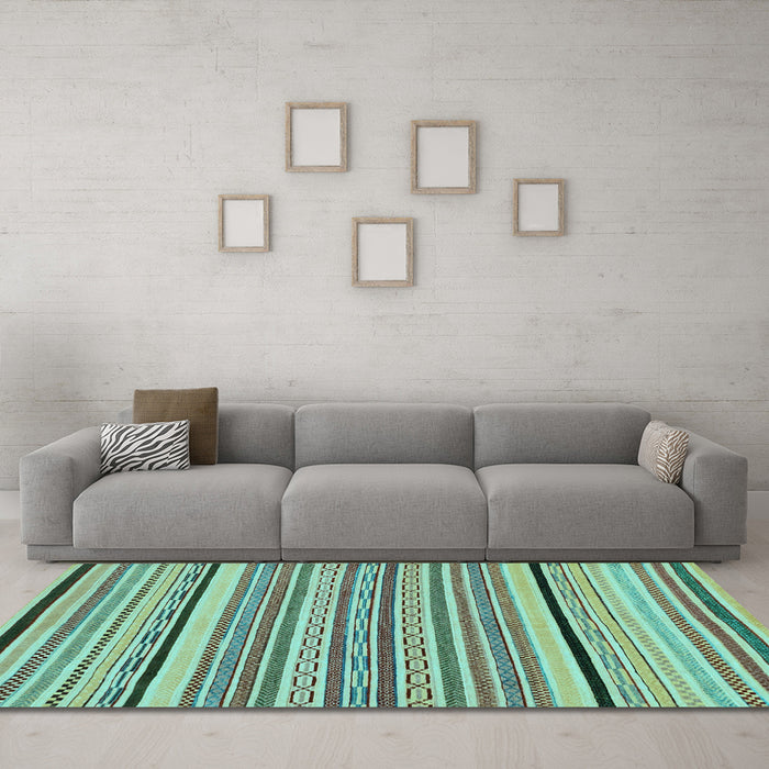 Machine Washable Abstract Light Blue Modern Rug in a Living Room, wshabs2286lblu