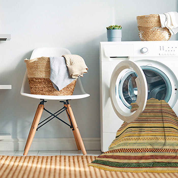 Machine Washable Abstract Light Brown Rug in a Washing Machine, wshabs2286