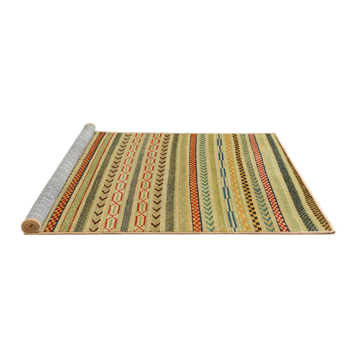 Sideview of Machine Washable Abstract Gen Brown Yellow Rug, wshabs2287
