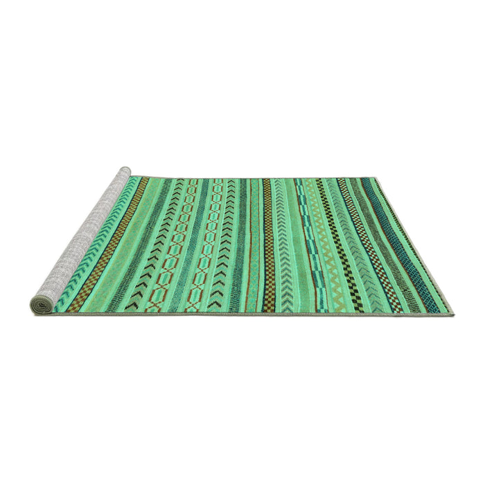 Sideview of Machine Washable Abstract Turquoise Modern Area Rugs, wshabs2287turq