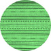 Round Abstract Emerald Green Modern Rug, abs2287emgrn