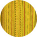 Round Machine Washable Abstract Yellow Modern Rug, wshabs2287yw