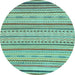 Round Abstract Light Blue Modern Rug, abs2287lblu