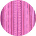 Round Machine Washable Abstract Pink Modern Rug, wshabs2287pnk