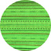 Round Machine Washable Abstract Green Modern Area Rugs, wshabs2287grn