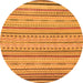 Round Machine Washable Abstract Orange Modern Area Rugs, wshabs2287org