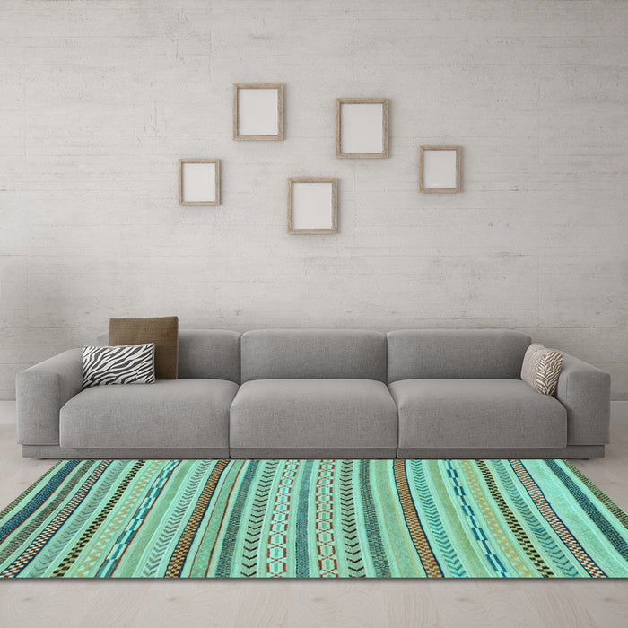 Machine Washable Abstract Light Blue Modern Rug in a Living Room, wshabs2287lblu