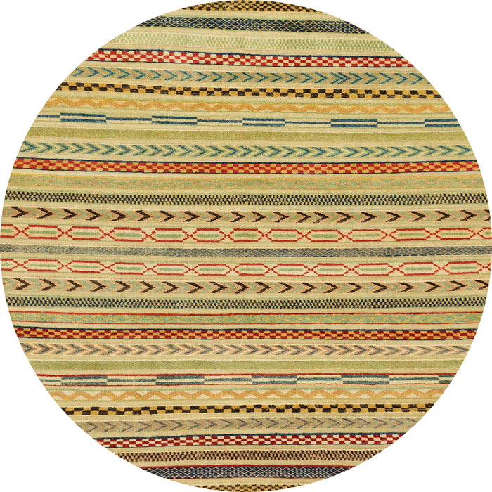 Round Abstract Golden Brown Yellow Modern Rug, abs2287