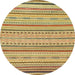 Round Abstract Golden Brown Yellow Modern Rug, abs2287