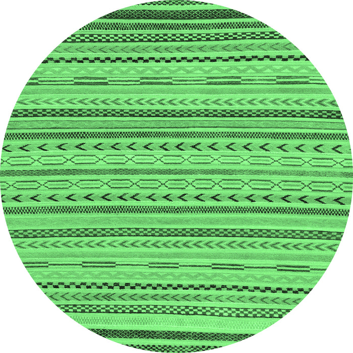 Round Machine Washable Abstract Emerald Green Modern Area Rugs, wshabs2287emgrn