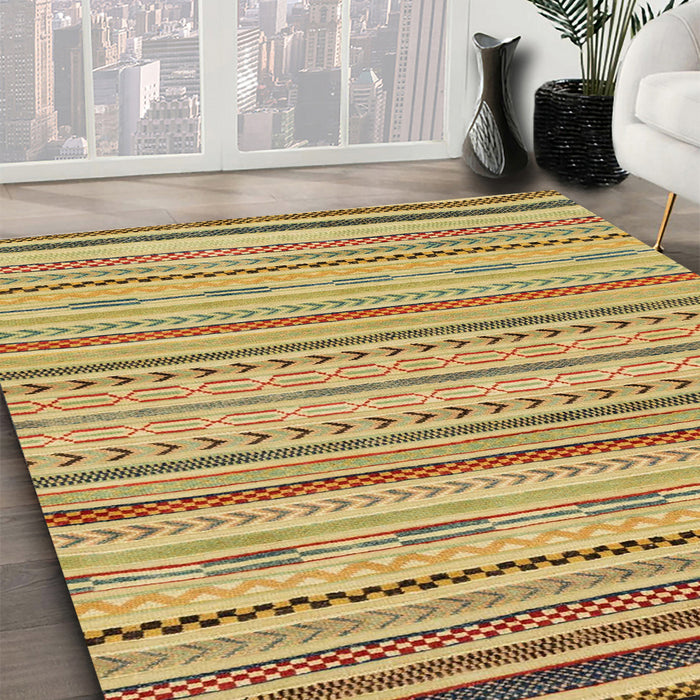 Machine Washable Abstract Gen Brown Yellow Rug in a Family Room, wshabs2287