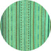 Round Abstract Turquoise Modern Rug, abs2287turq