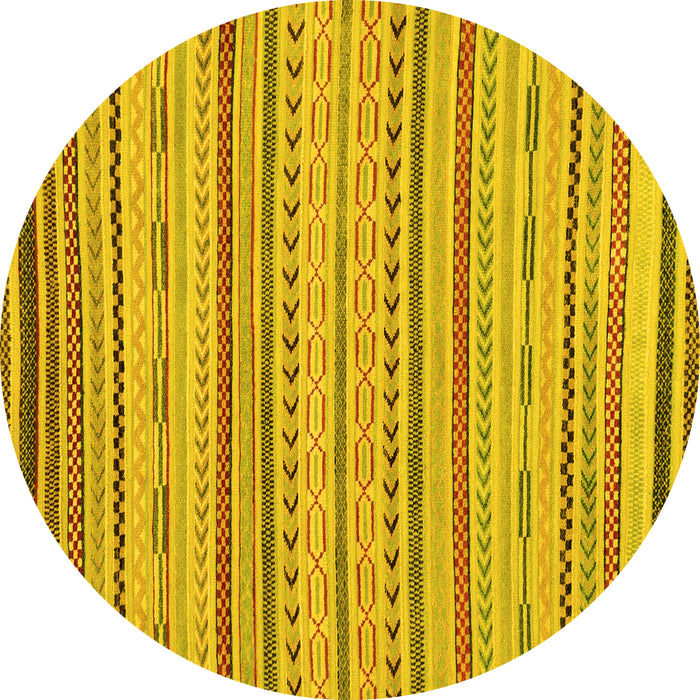 Round Abstract Yellow Modern Rug, abs2287yw