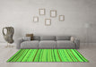 Machine Washable Abstract Green Modern Area Rugs in a Living Room,, wshabs2287grn