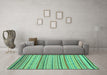 Machine Washable Abstract Turquoise Modern Area Rugs in a Living Room,, wshabs2287turq