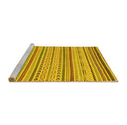 Sideview of Machine Washable Abstract Yellow Modern Rug, wshabs2287yw
