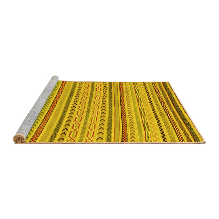 Sideview of Machine Washable Abstract Yellow Modern Rug, wshabs2287yw