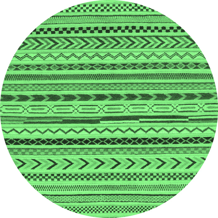 Round Abstract Emerald Green Modern Rug, abs2288emgrn