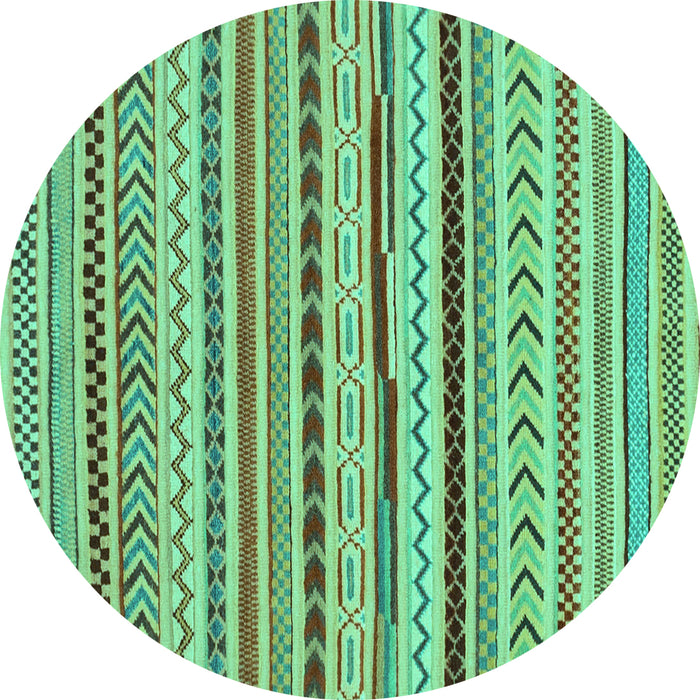 Round Machine Washable Abstract Turquoise Modern Area Rugs, wshabs2288turq