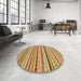 Round Abstract Red Modern Rug in a Office, abs2288