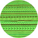 Round Machine Washable Abstract Green Modern Area Rugs, wshabs2288grn