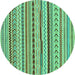 Round Abstract Turquoise Modern Rug, abs2288turq