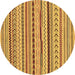 Round Abstract Brown Modern Rug, abs2288brn